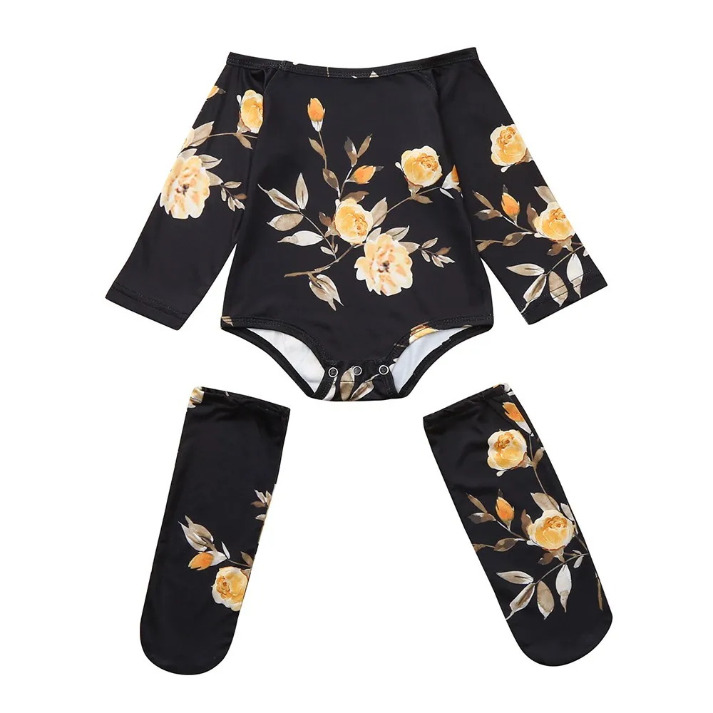 Roupa menina/Новинка года, комплект из 2 предметов, Детский комбинезон с длинными рукавами и цветочным принтом для девочек, комбинезон+ леггинсы, kiz bebek giyim#06