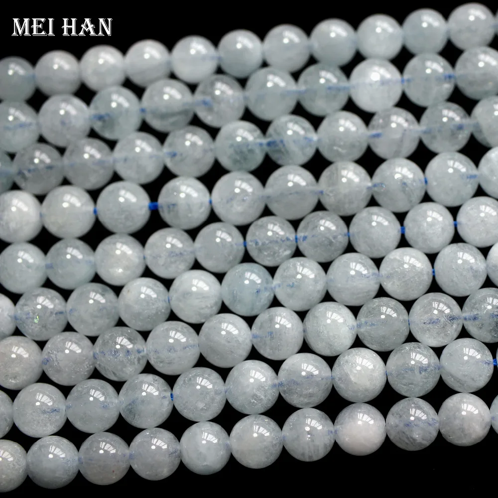 Meihan(2 нити/комплект) бразильский Aquamarinee 6-6,5 мм и 7-7,5 мм натуральные Круглые бусины для изготовления ювелирных изделий