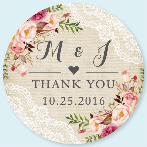 100 штук деревенский мешковины кружева персонализированные свадебные наклейки