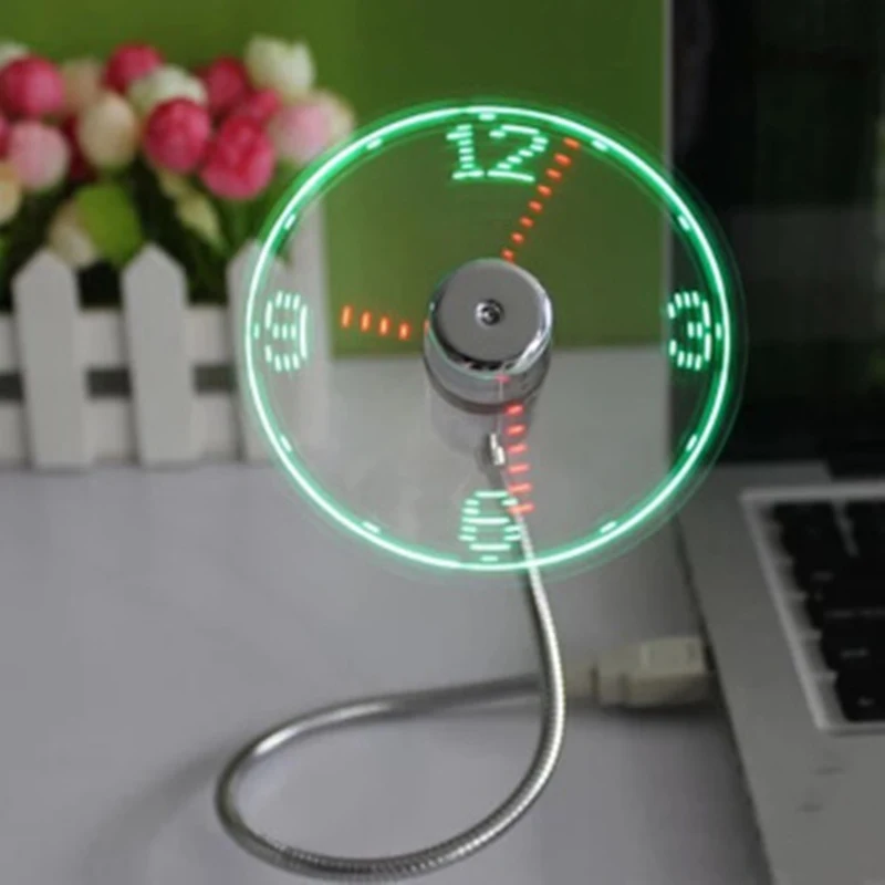 Мини USB Охлаждающий веер светодиодный часы в режиме реального времени дисплей