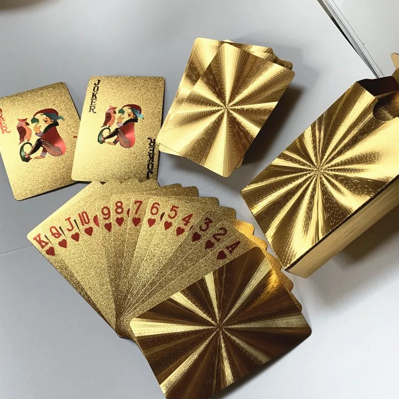 Gold Качественные водонепроницаемые ПВХ пластиковые игральные карты набор тренд 54 шт. колода покер классические фокусы инструмент чистый черный магический ящик - Цвет: Gold