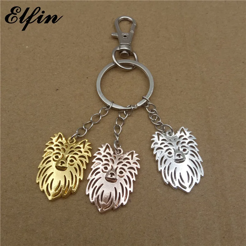 Elfin Trendy Long Haired Chihuahua Key Chains Gold Color Silver Color Animal Pet Jewellery Key Rings For Women Men