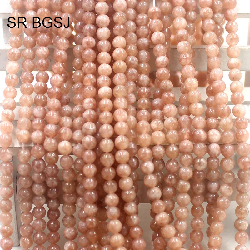 Free Shipping 4mm Round Stones Sun Stone Jewelry Accessories Spacer Bail Beads Strand 15&quot|Бусины| |