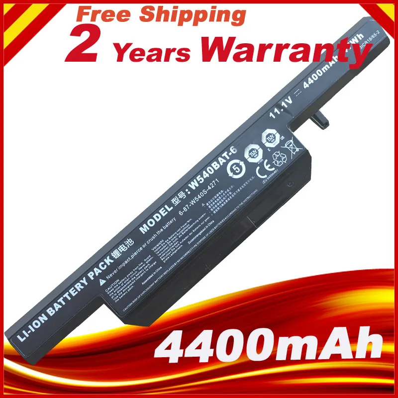 Ноутбук Батарея 6-87-W540S-4U4 6-87-W540S-4W41 W540BAT-6 для CLEVO W155U W540EU W545EU 4400 мАч 6 ячеек |