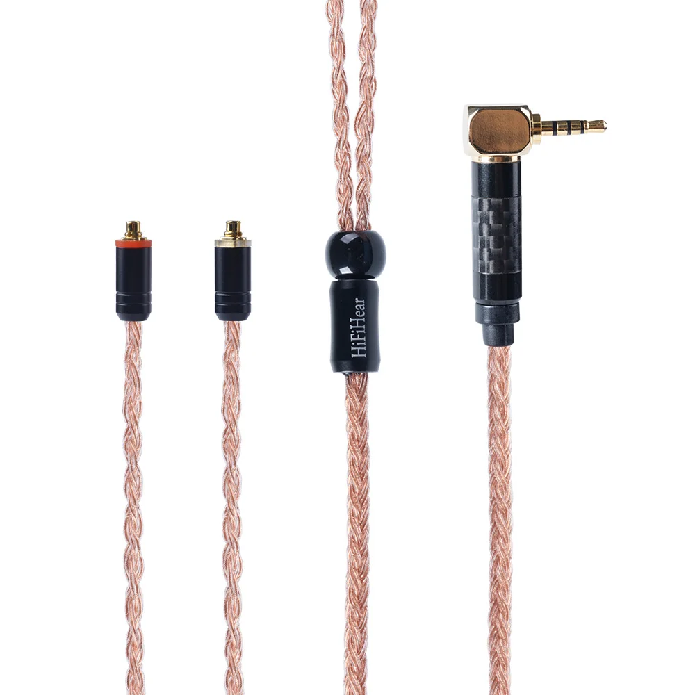 MMCX 2.5 HiFiHear изгиб 16 Ядро импорт один Кристалл Медь сбалансированный кабель 2,5/3,5 мм с MMCX/2pin разъем для ZS10 AS10 BL03 V90 - Цвет: MMCX 2.5
