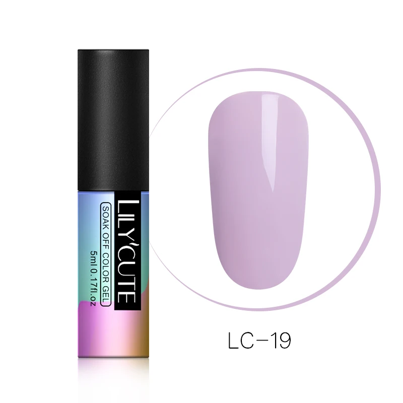 LC-19 LILYCUTE зеленый УФ-гель для ногтей Vernis полуперманентный дизайн ногтей украшение чистый Гель-лак для маникюра дизайн ногтей 5 мл - Цвет: LC-19