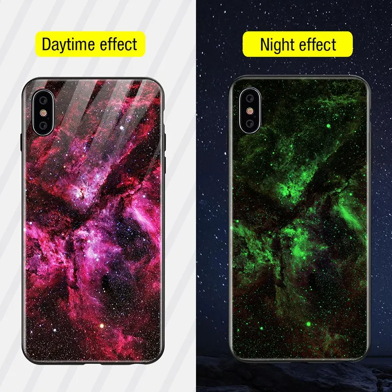 Style 1 Роскошный светящийся чехол TOMKAS для iPhone X Xs Max Xr, стеклянный чехол для телефона, силиконовый чехол для iPhone 7, 8 Plus, чехол s для iPhone 6 S, 6s - Цвет: Style 1