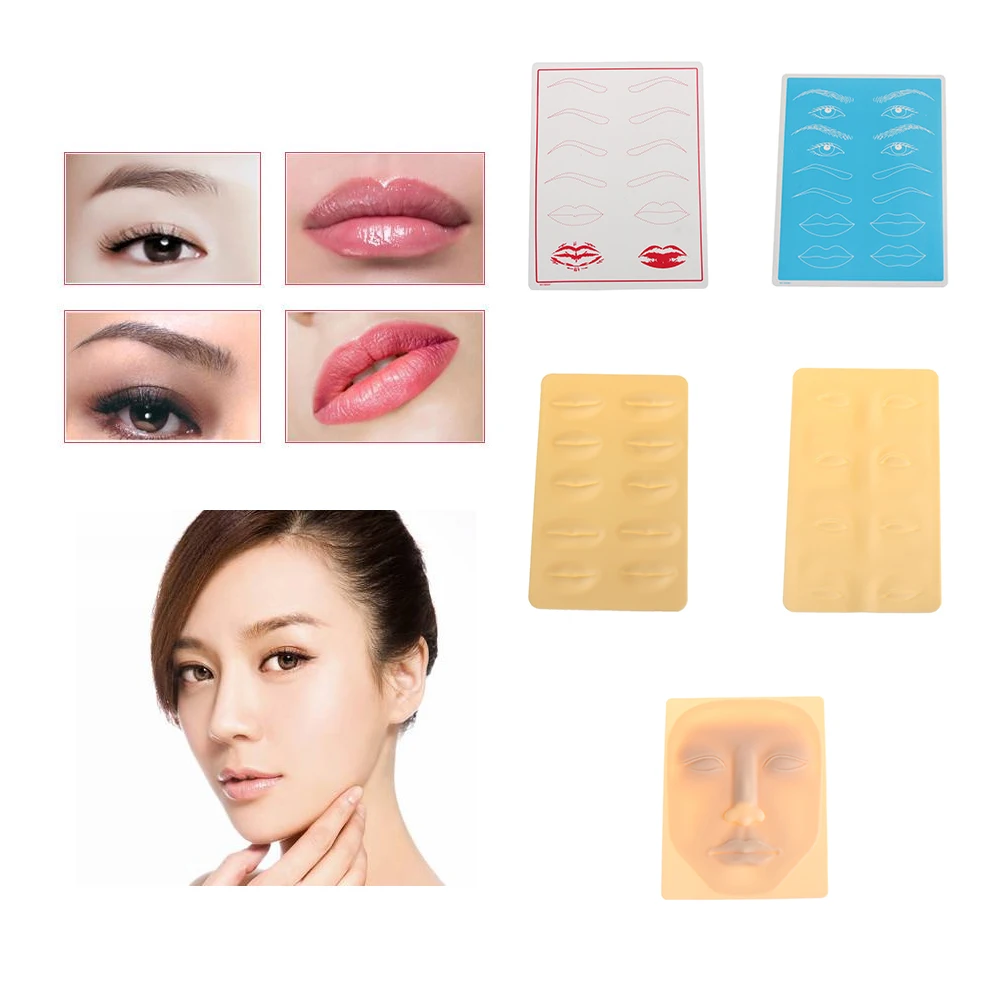 Новый 5 стилей 3D постоянный макияж бровей Губы Skin Практика татуировки Microblading