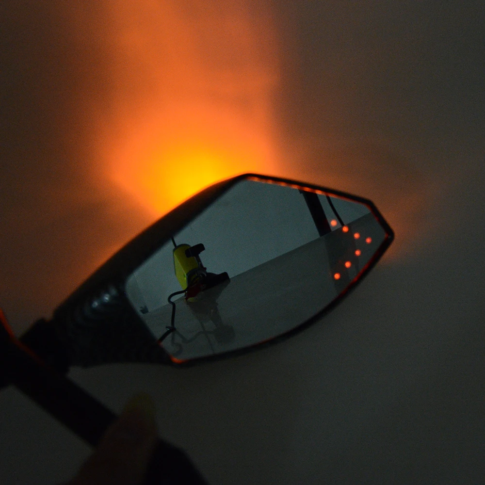 

8MM 10MM Snake skin carbon fiber Diamond CNC Aluminum alloy Motorcycle Mirrors Larger LED Turn Signal Light Rearview Side Mirror