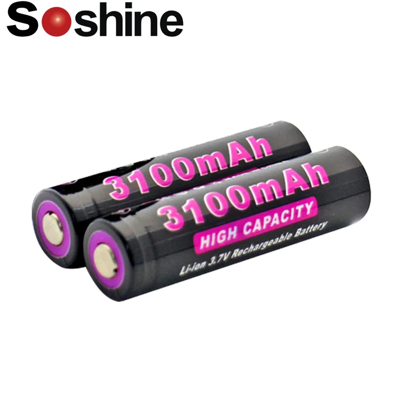 

2xSoshine Li-ion 18650 3.7V 3100mAh Protected Rechargeable with Battery Case Rechargeable Batteries with Box