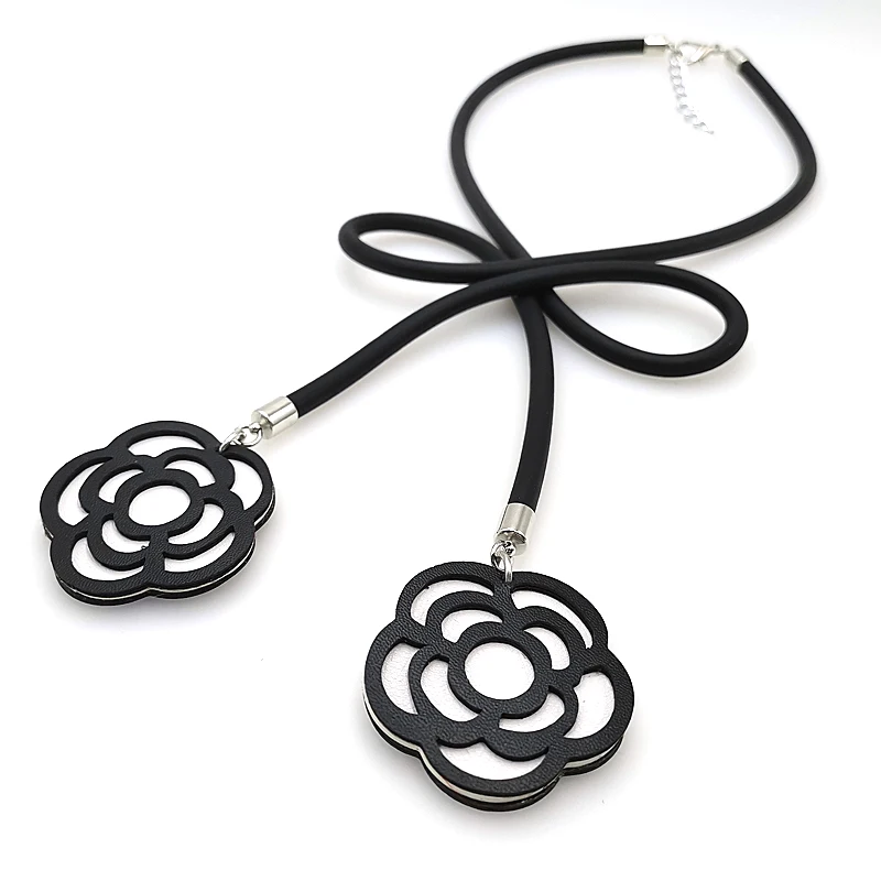 YD&ampYDBZ Designer Hand Made Bow-knot Pendant Necklace For Women Drop Flowers 9 Color Jewelry Rubber Rope Leather Pendants Choker |