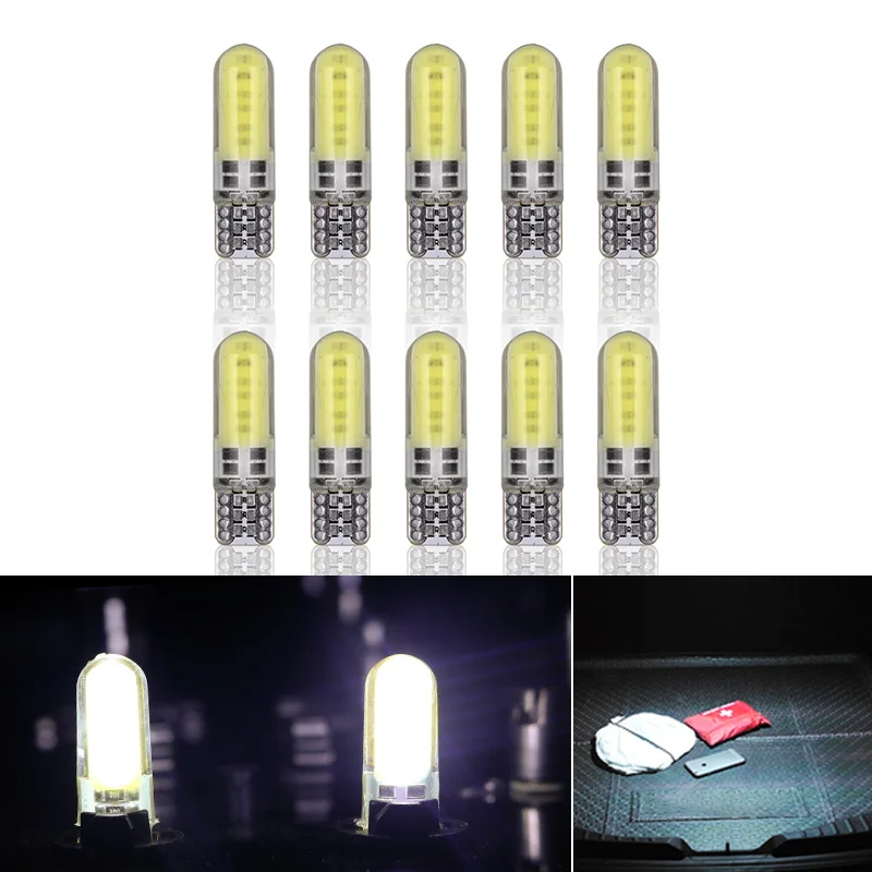 HLXG 10 шт Авто T10 W5W светодиодные лампы 194 501 LED интерьер автомобиля свет COB Клин для