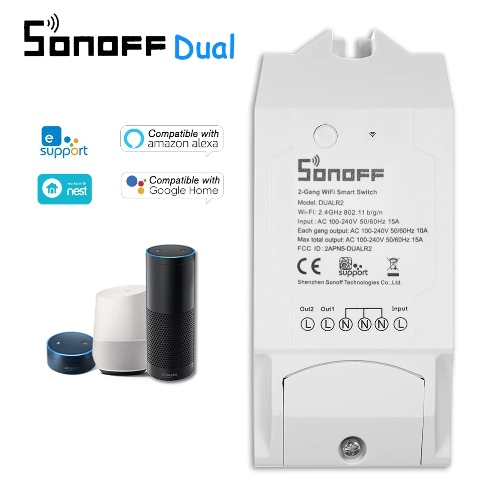 Itead Sonoff Двухкнопочный выключатель света Wi Fi умный дом пульт дистанционного