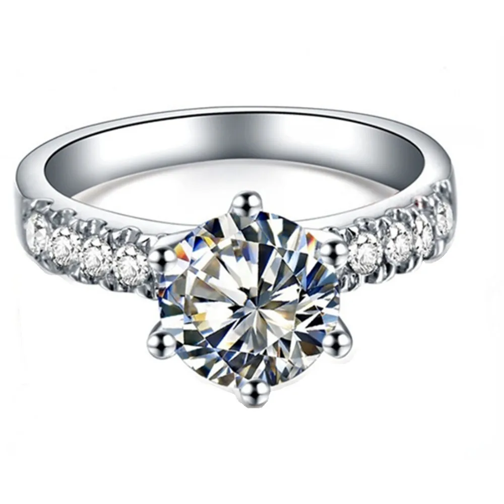 Тест Положительный бренд Moissanite 2CT алмазное обручальное кольцо с зубцами