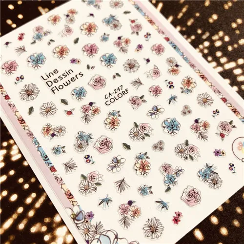 CA-169 рюшами складки цветок стикеры 3D на ногти nail Art Наклейка шаблон diy ногтей инструмент украшения - Цвет: CA-247