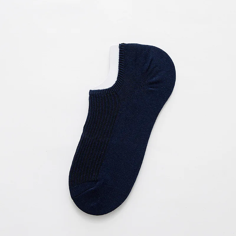 Navy Socks 5 пар/партия, мужские хлопковые носки, новые летние Нескользящие силиконовые невидимые лодочки, носки harajuku, мужские носки до щиколотки, противоскользящие мужские Meias - Цвет: Navy Socks