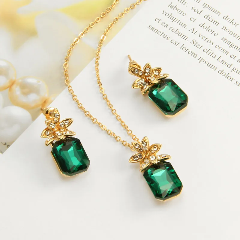 Шикарный кулон в виде ананаса ожерелье набор простые серьги гвоздики Модный