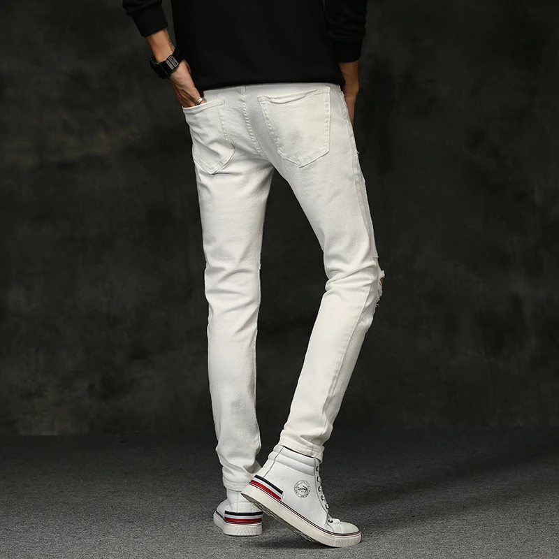 Новинка Весна 2019 мужские джинсы черные белые классические модные джинсовые
