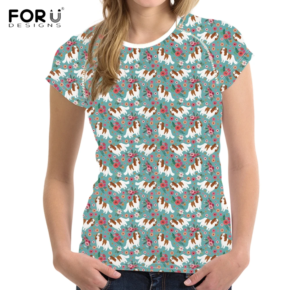 FORUDESIGNS/милые женские летние футболки с изображением щенка кокер спаниеля модные