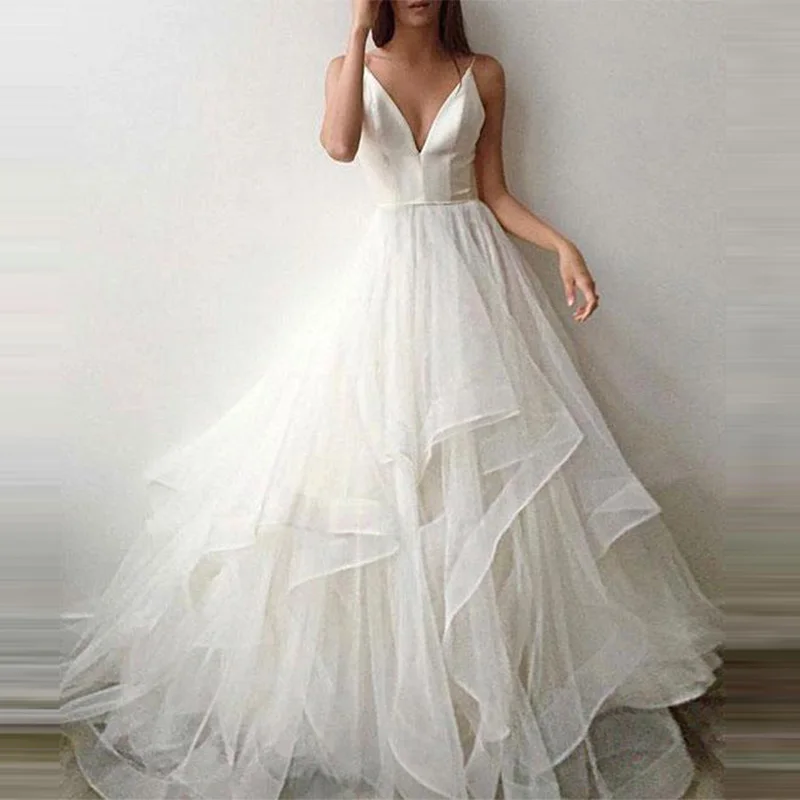 Robes De Mariee сексуальное платье с v-образным вырезом на тонких бретельках