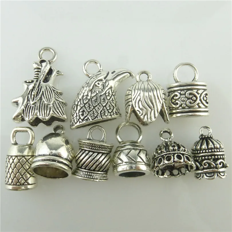 

Mix 10pcs Vintage Eagle Head Leaves Head Heart Beads Cap Tassels Cap Pendant