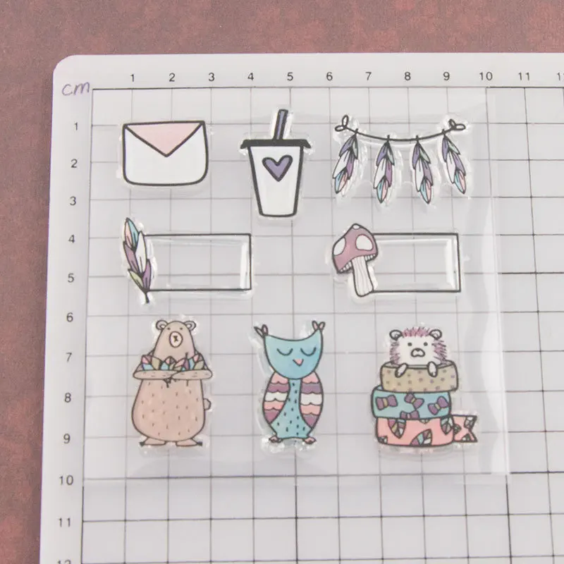 Мультфильм животных прозрачный значок DIY силиконовые печати