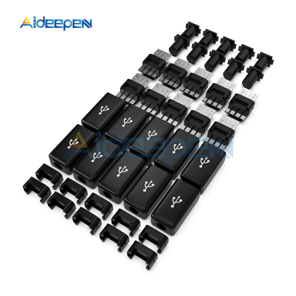 10 шт. набор разъемов с разъемами Micro USB для штекеров Черные Аксессуары кабелей