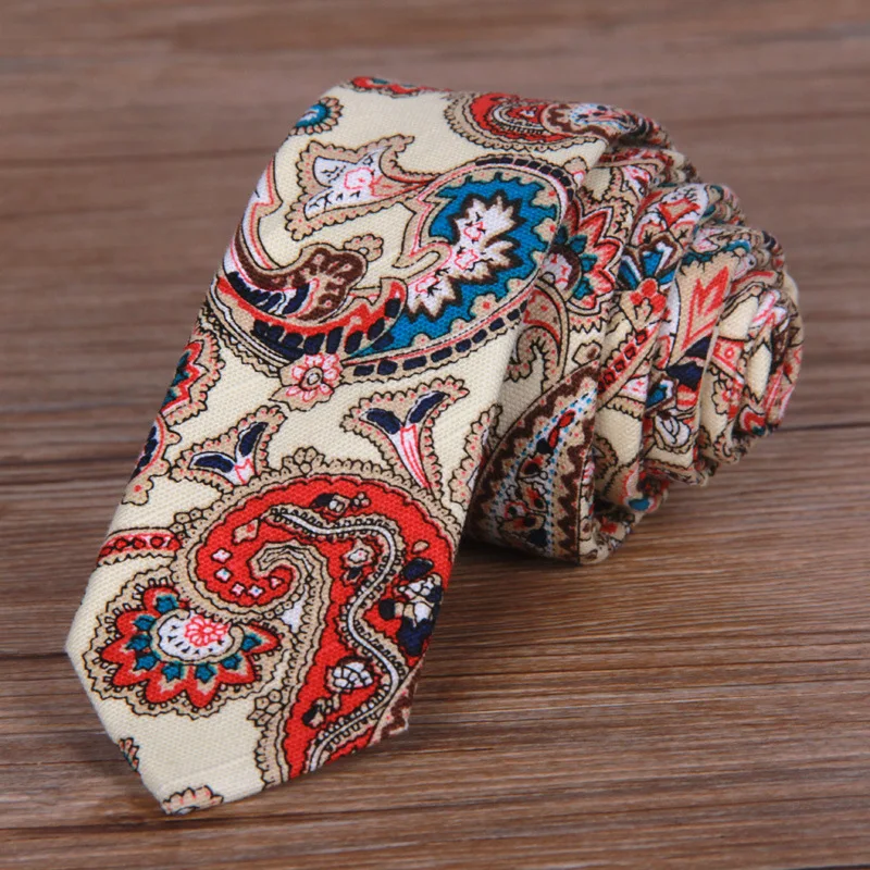

40colors Men's neck tie Korean fashion slim skinny 5cm cotton print paisley floral ties for men wedding necktie 100pcs/lot fedex
