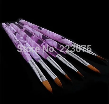 

New 6pcs Acrylic UV Gel Brushes Set False Nail Tips Builder Nail Art Carving Pen Brush Liquid Powder DIY