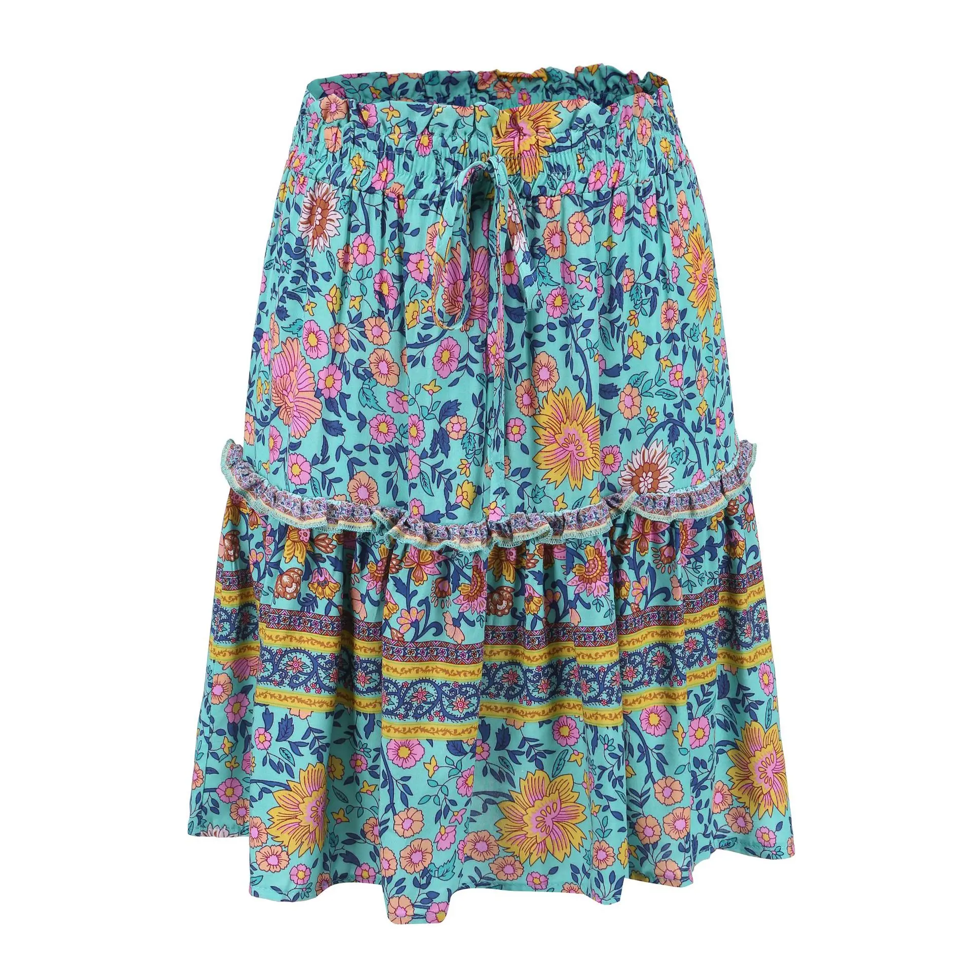 4Colors Summer Women Hot Fashion Floral Skirts Ladies Female Bohemian Gypsy Beach Skirt Sundress Outfits New | Женская одежда