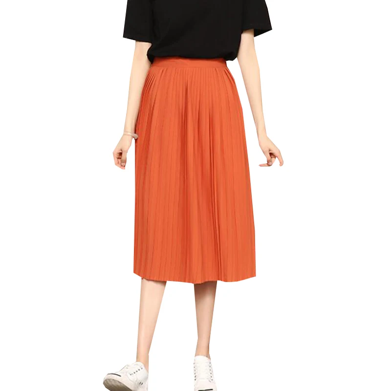 Юбка женская шифоновая плиссированная средней длины с завышенной талией на