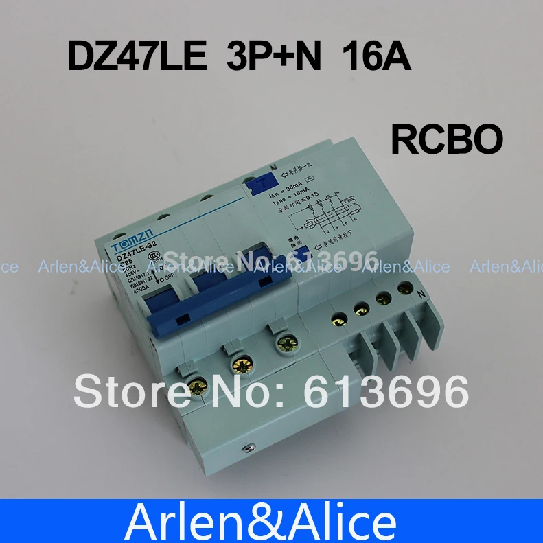 DZ47LE 3P + N 16A 400V ~ 50 HZ/60 HZ автоматический выключатель остаточного тока с защитой от