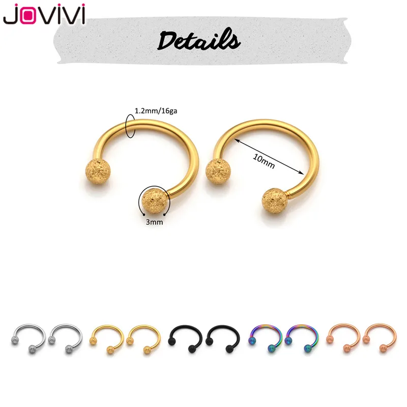 Jovivi нержавеющая сталь 16G 10 мм матовый шар обруч &quotПодкова&quot кольца