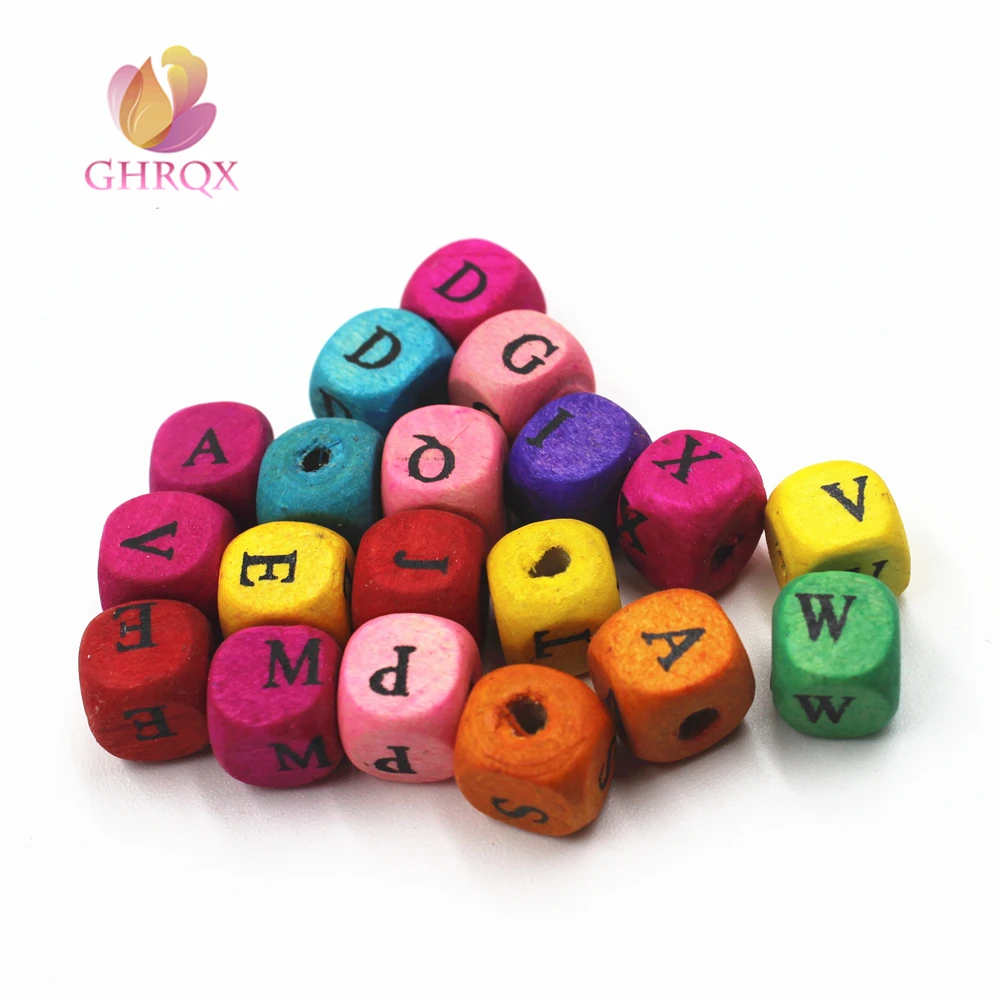

10mm Letter Cube Wood Beads DIY Jewelry accessories wholesale 20 pcs