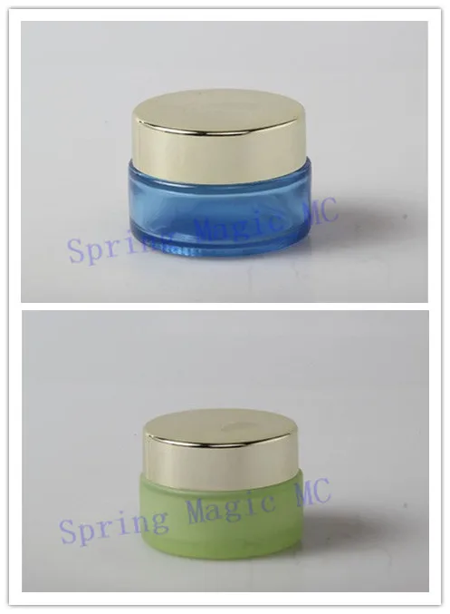 Сине-зеленые стеклянные банки для крема масок глаз эссенций косметики пустые