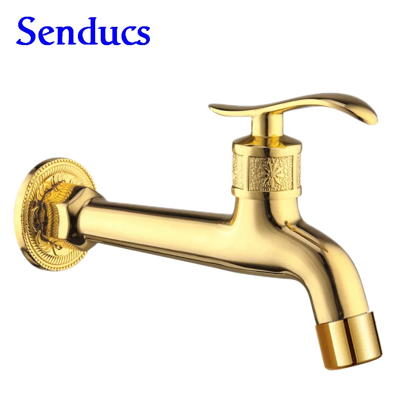 Бесплатная доставка золотой кран для стиральной машины сада из твердой латуни |