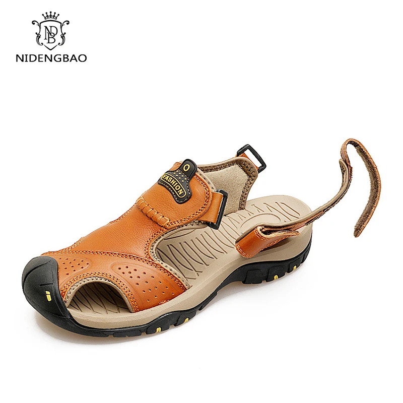 Мужские летние сандалии из натуральной кожи мягкий светильник Повседневная