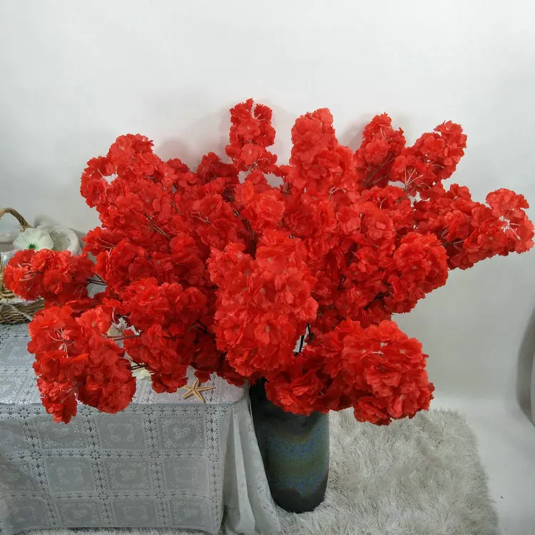 Artificial Cherry Blossom Flowers Big Smulation Plant Flower for Home Party Wedding Hotel Table Decoration Silk | Дом и сад