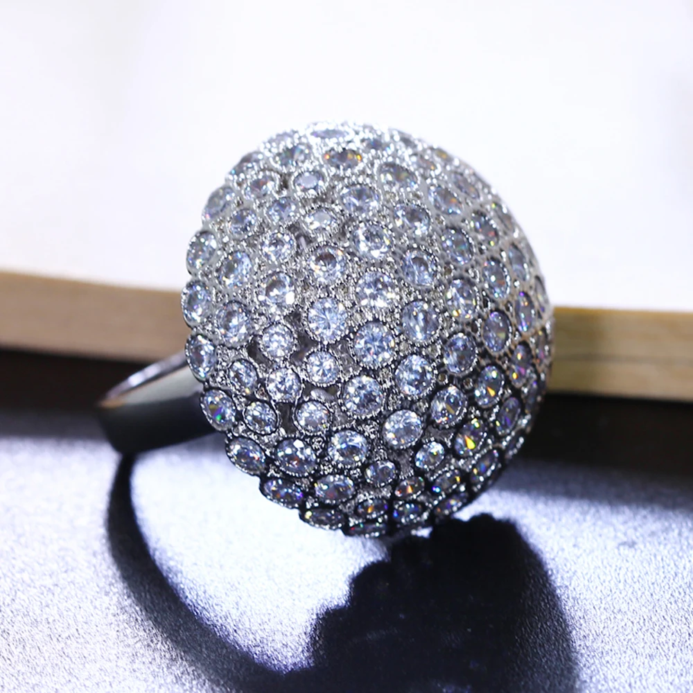 2021 новый золотой Цвет Циркон большое кольцо для женщины гриб дизайн прозрачный