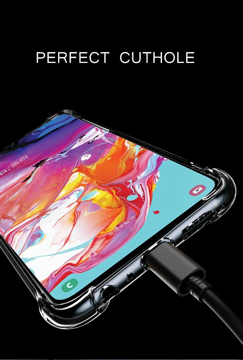 Для Galaxy A50 A30 A70 анти-шок мягкий прозрачный силиконовый чехол из ТПУ для samsung A60