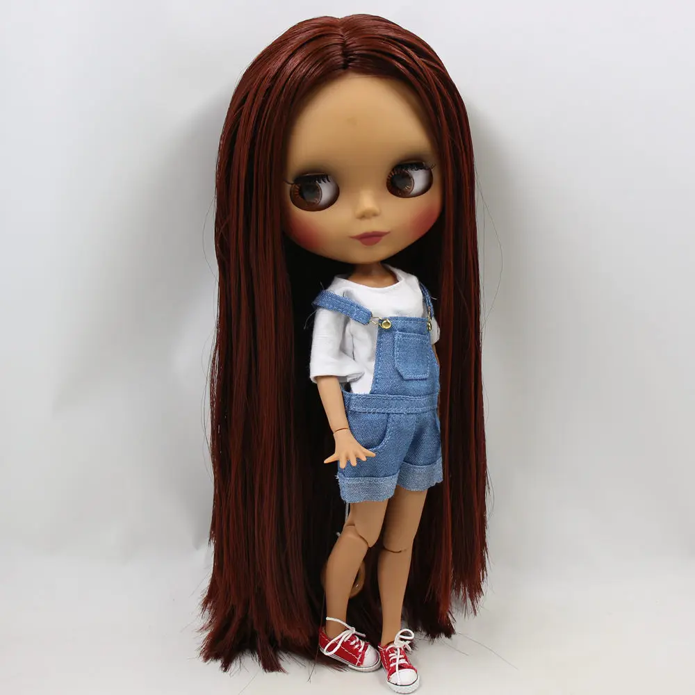Ледяной DBS Blyth кукольные нет. BL0362 каштановые волосы шарнирное тело черная кожа