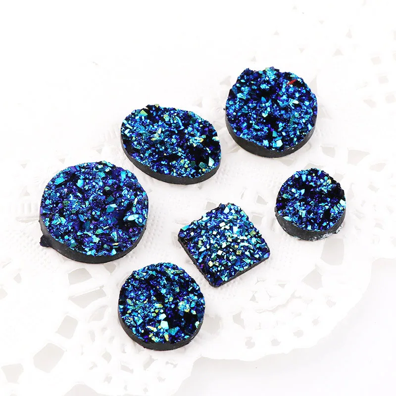 Синий вулканический камень Круглый/Овальный/Капля воды/квадратный кавайный