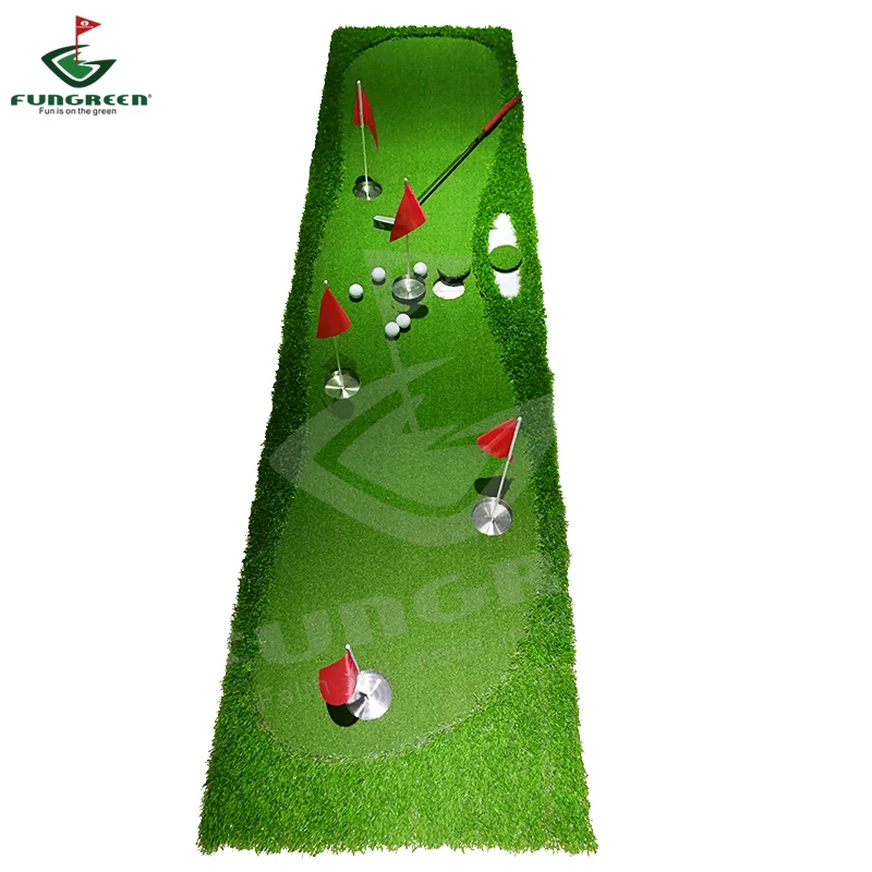 Новый FUNGREEN 5 отверстий для гольфа зеленый 75x300 см тренировок в помещении и на улице
