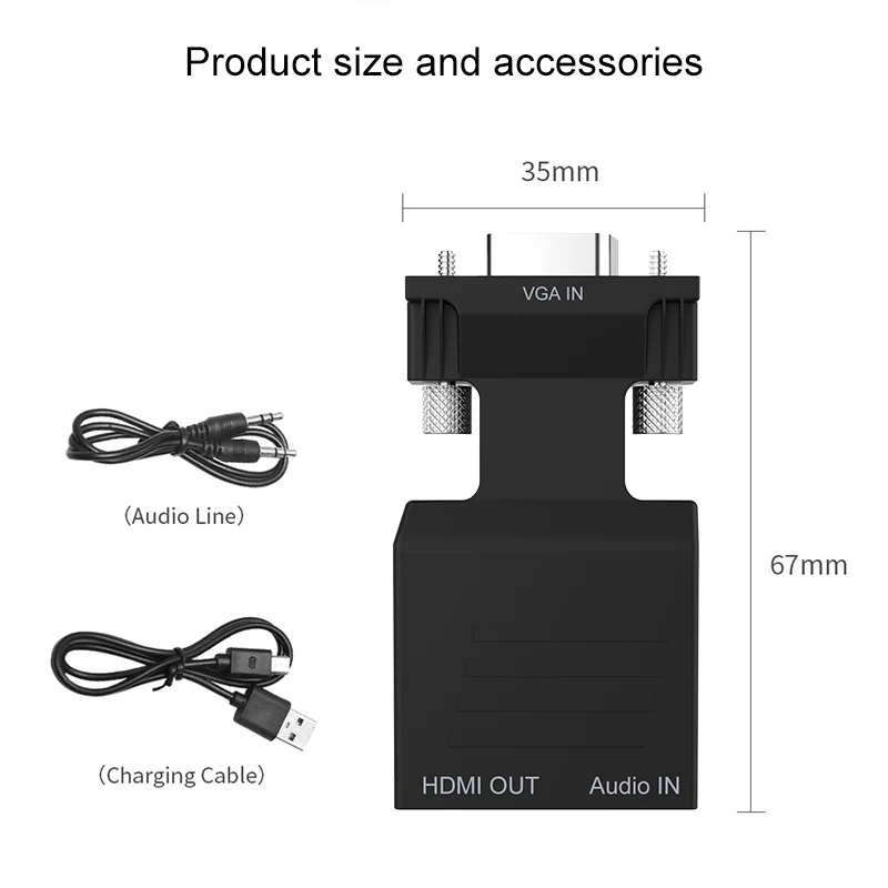 1080P VGA в HDMI адаптер с 3,5 мм аудио выход аналого-цифровой av-конвертер кабель для проектора монитор HDTV ноутбук
