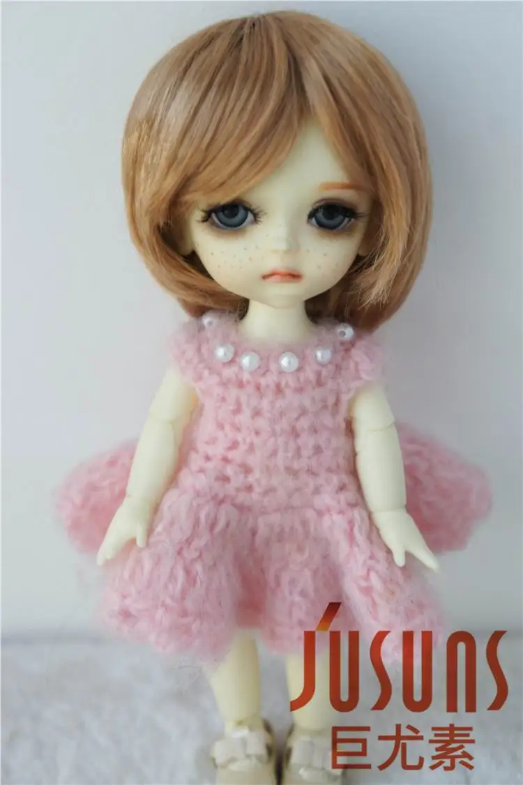 JD081 1/8 синтетическая мохер кукла парики Мода короткую стрижку парик, 5-6 дюймов крошечные куклы волосы куклы смолы аксессуары - Цвет: Golden blond SM27