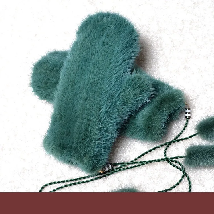 Dark green A 006 Новые популярные зимние женские перчатки из натурального меха норки милые женские перчатки из натурального меха норки Хорошие эластичные женские зимние вязаные - Цвет: Dark green A