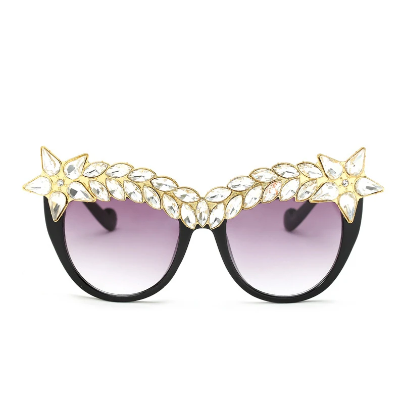 Популярные модные роскошные солнцезащитные очки кошачий глаз с бриллиантами