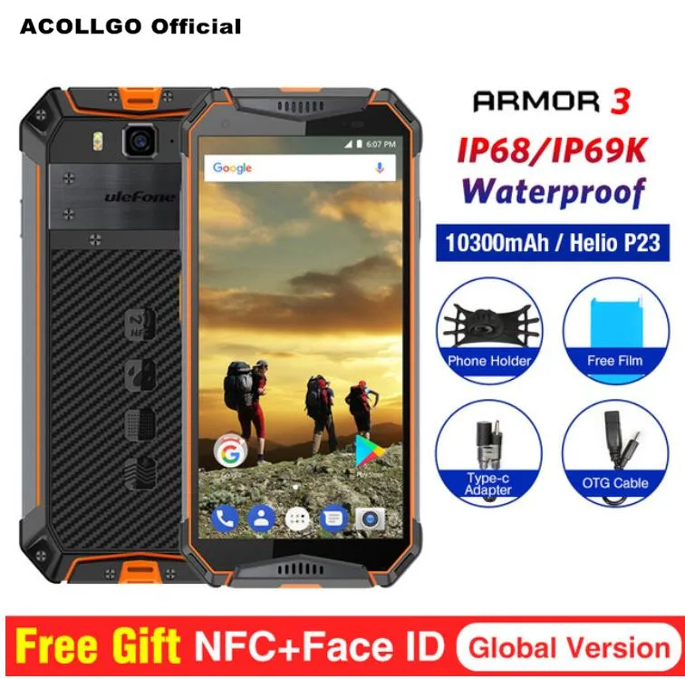 Ulefone Броня 3 Global 10030 мАч рации 5 7 &quotFHD + MT6763T Octa Core 4 ГБ 64 21MP двойной Cam NFC