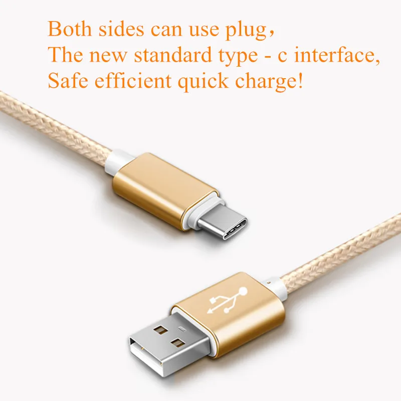 5 шт./лот 1 м нейлоновый USB type c мобильный телефон быстрая зарядка 3 провод для