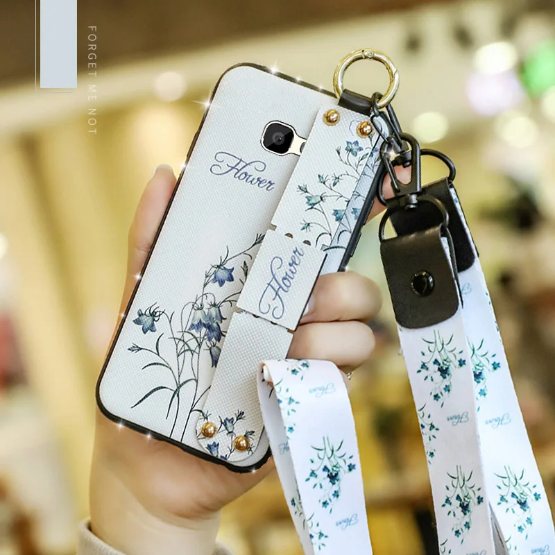 Чехол с бриллиантовым ремешком на шею для samsung Galaxy J4 J6 J8 J2 Prime J4 Plus Core J3 J5 J7 мягкий чехол с ремешком - Цвет: 1